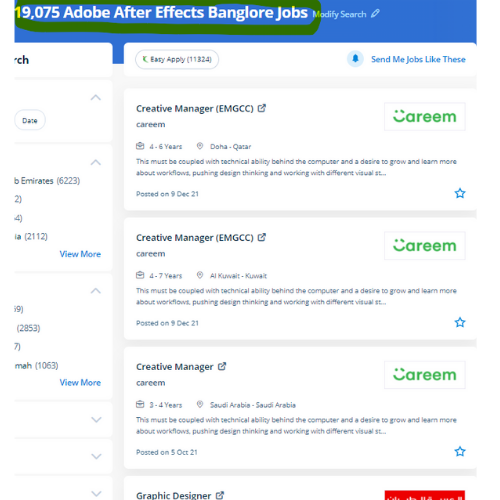 Adobe After Effects internship jobs in Uae
