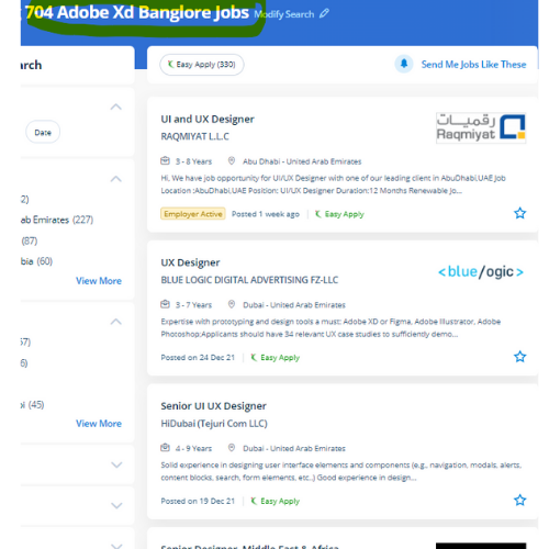 Adobe XD internship jobs in Uae