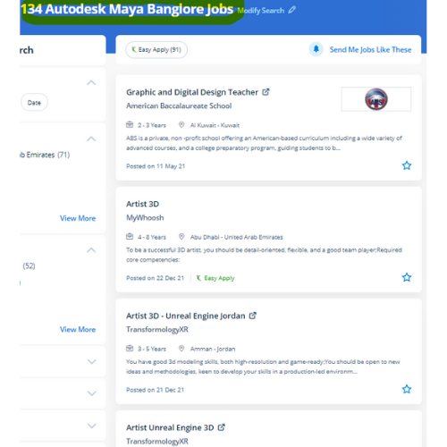 Autodesk Maya internship jobs in Ajman