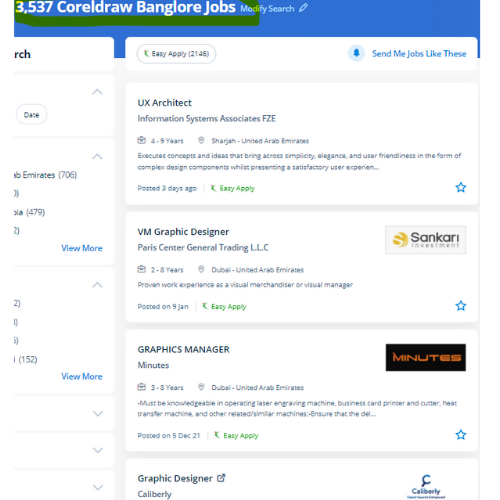 CorelDRAW internship jobs in Sharjah