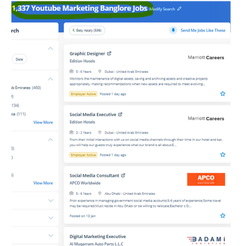 YouTube Marketing internship jobs in Uae